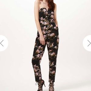 Miss Selfridge Strapless Floral Jumpsuit